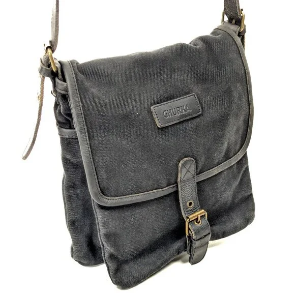 GHURKA Black Denim and Leather Rugged Messenger Crossbody - Picture 15 of 15